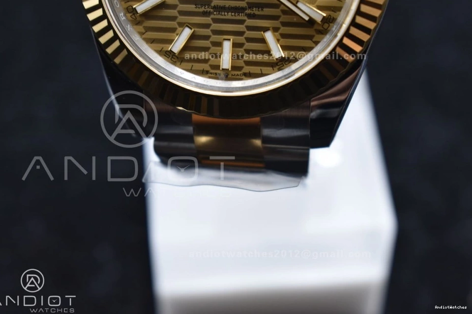 Oyster 904L Bracelet 1:1 YG 126333 SS Steel Clean VR Sleek on DateJust Textured 608 Dial Best 41 YG Edition 0826